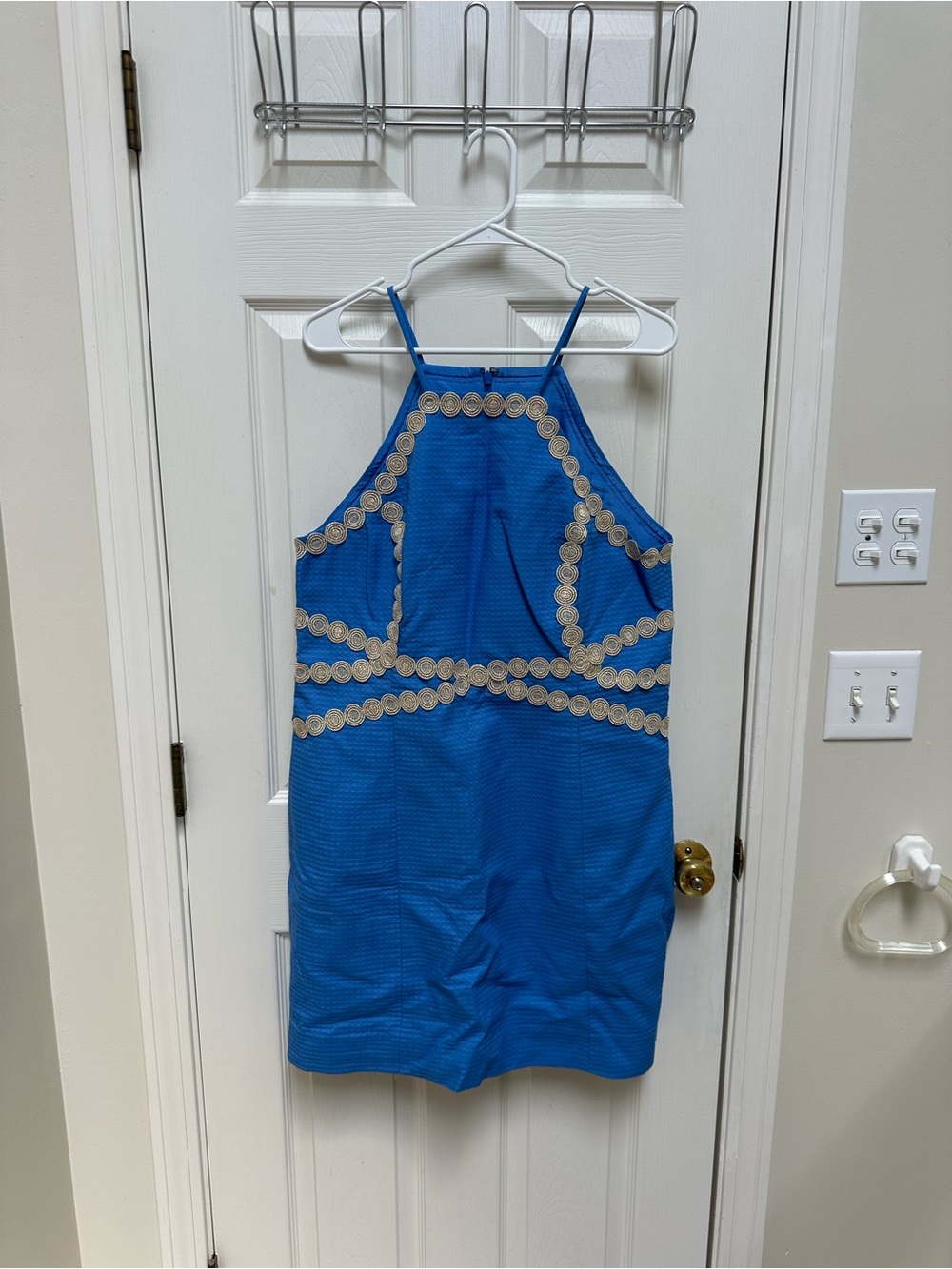 NWT Lilly Pulitzer Blue Shift Dress with Gold Trim